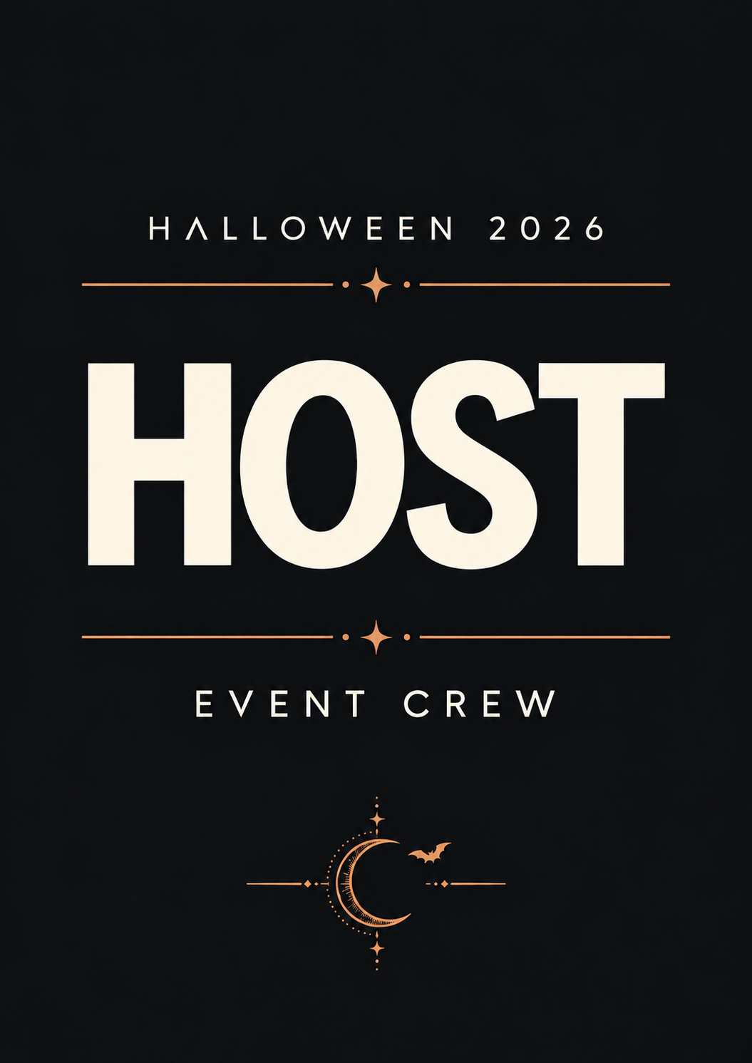 Der offizielle Host-Badge 2026: Helle Schrift und kupferne Ornamente auf Schwarz. An diesem Badge erkennt ihr Bill und Stef.